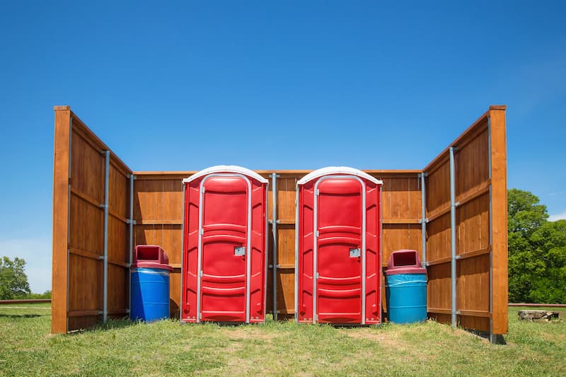 Short-term porta potty units staged for delivery in Tacoma, Washington